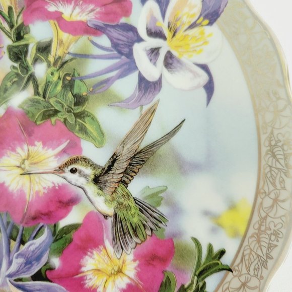 Hummingbird Whispering Wings Plate, Perfect Harmony, Bradford Exchange, 1996 - Picture 3 of 10
